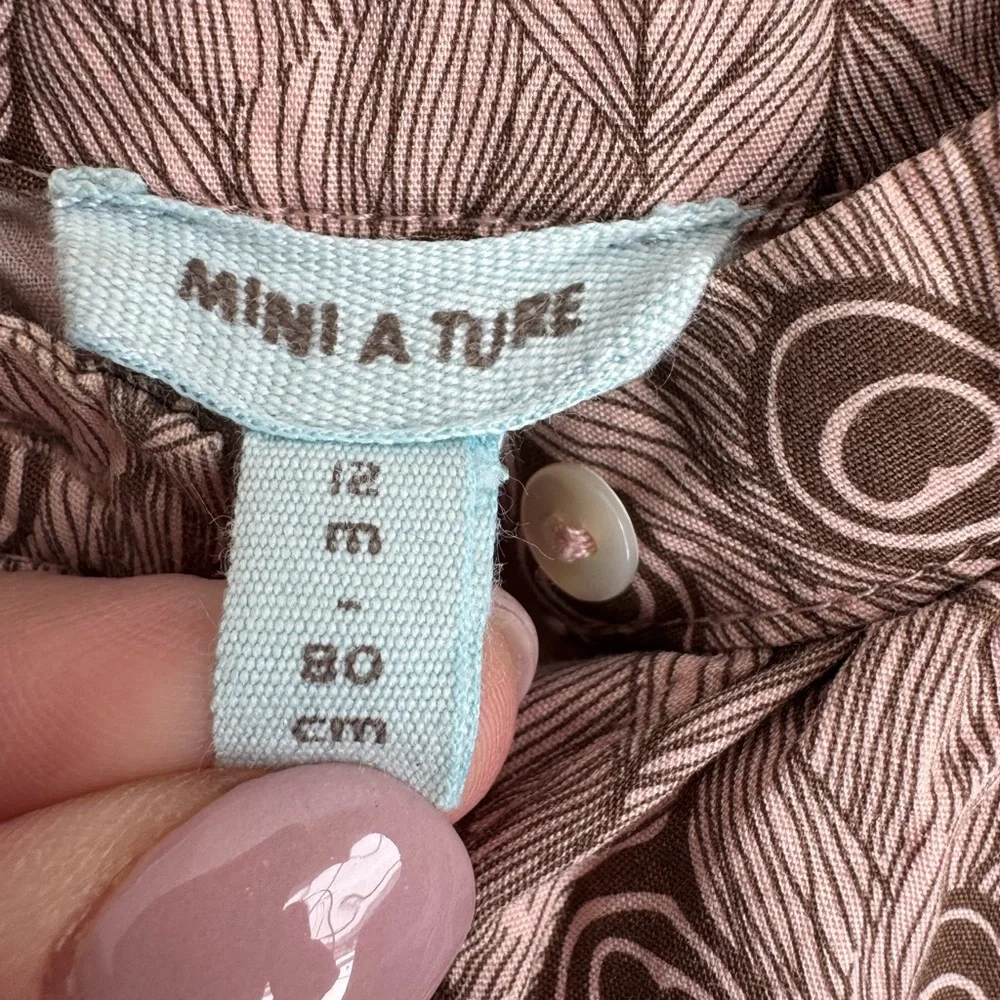 Mini A Ture Girl A line Dress 12 months Heart Peacock 100%‎ Cotton Pockets Lined